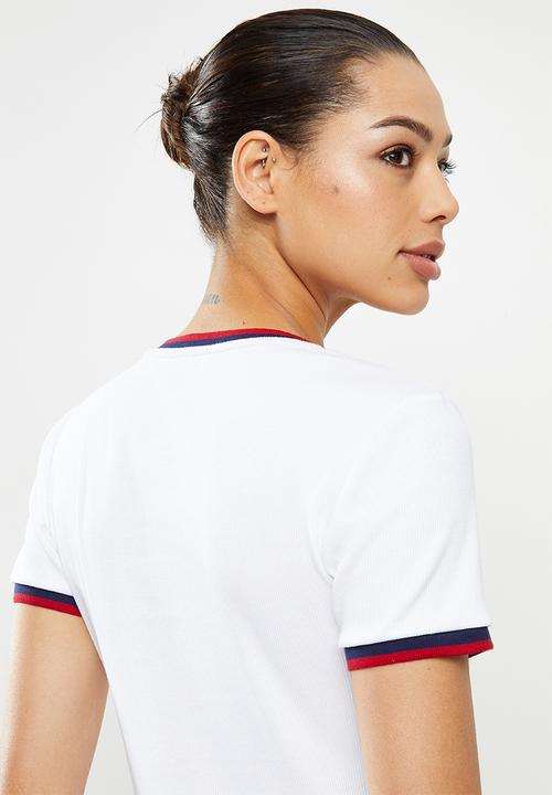POLO - Jasmine short sleeve ribbed stretch tee - white