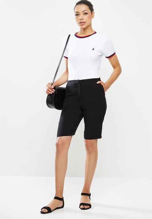 POLO - Jasmine short sleeve ribbed stretch tee - white