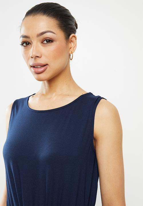edit - Drawstring pocket detail knit midi - navy blue