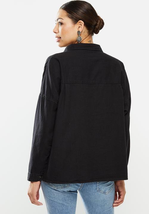 Cotton On - Oversize drop shoulder shirt - washed black