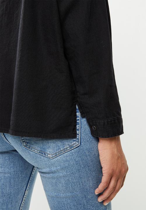 Cotton On - Oversize drop shoulder shirt - washed black