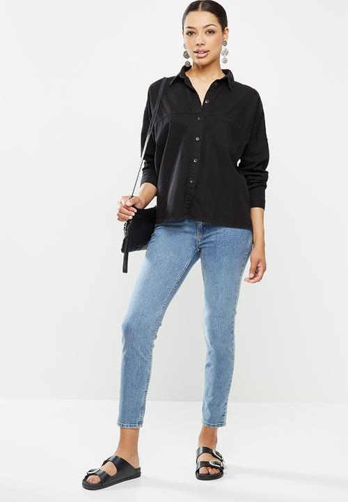Cotton On - Oversize drop shoulder shirt - washed black