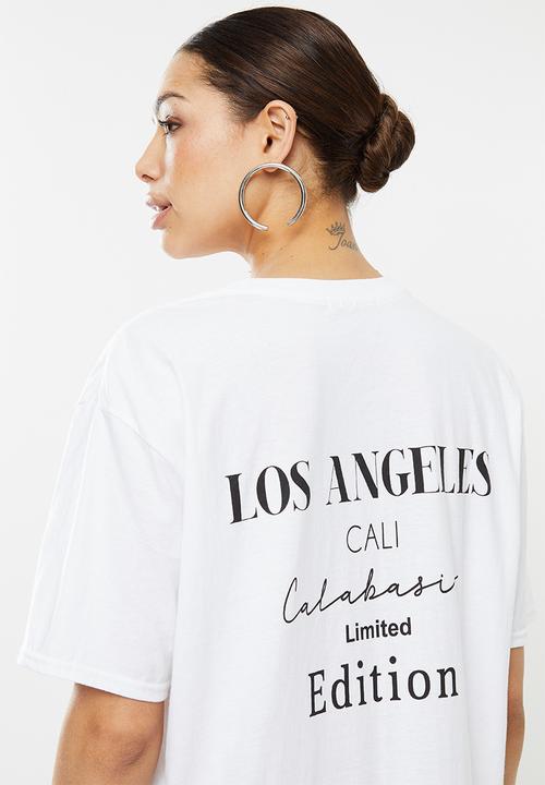Missguided - Oversized tshirt dress short sleeve LA -white
