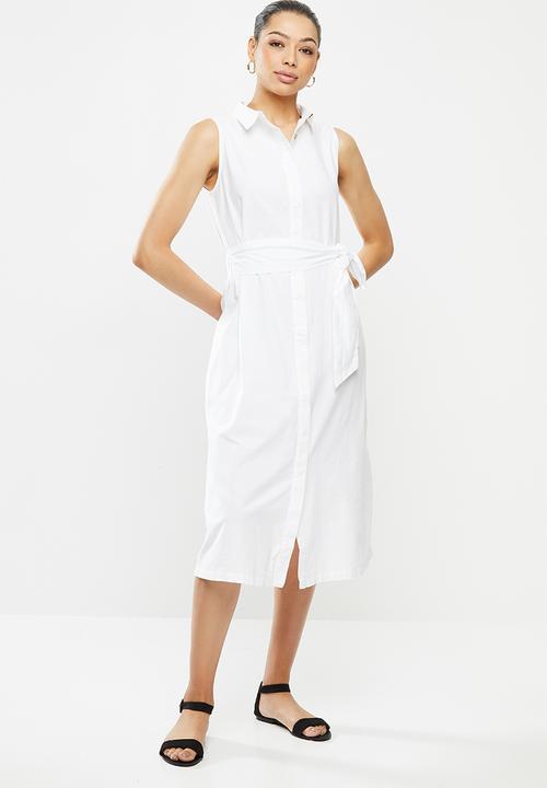 edit - Belted cotton shirt dress - milk
