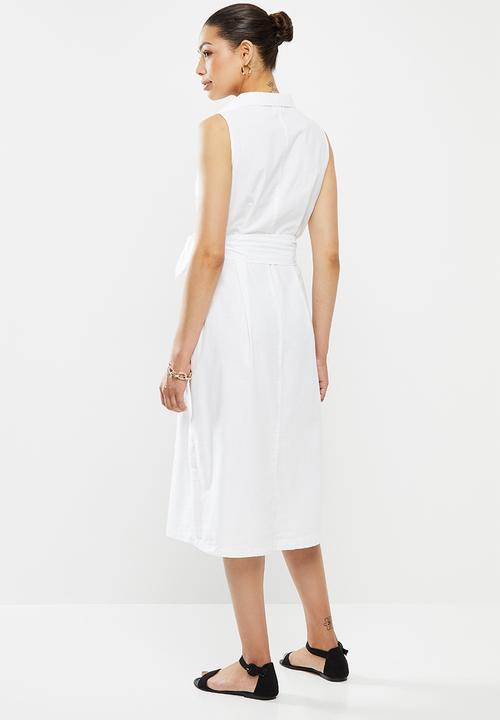 edit - Belted cotton shirt dress - milk