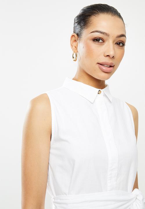 edit - Belted cotton shirt dress - milk