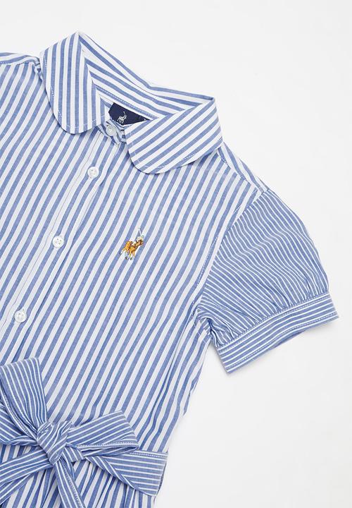 POLO - Girls isla pattern blocked striped dress - blue