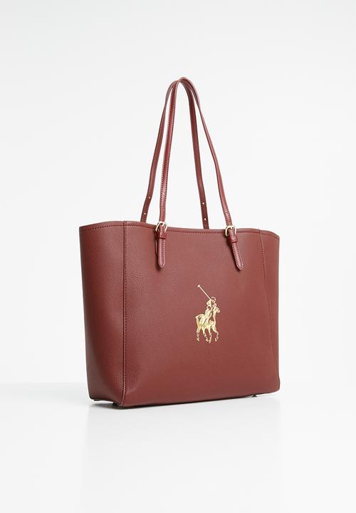 POLO - Synthetic gold pony lyon tote - burgundy