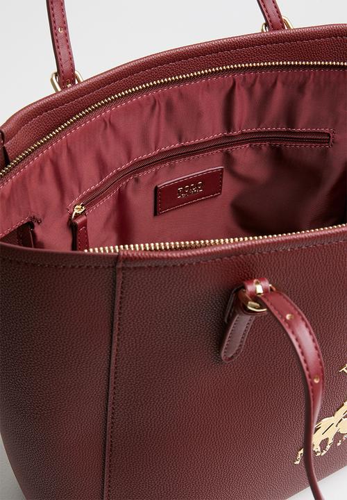 POLO - Synthetic gold pony lyon tote - burgundy