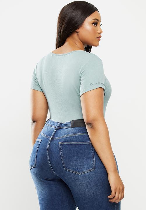 Lizzy - Plus caitie styled bodysuit - slate blue