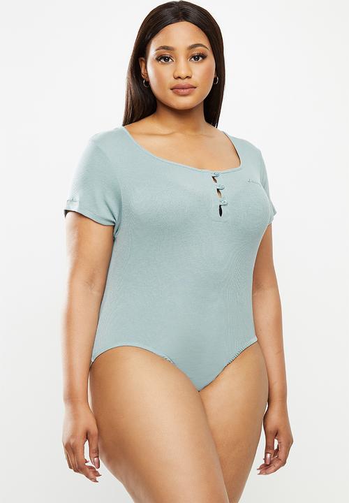 Lizzy - Plus caitie styled bodysuit - slate blue