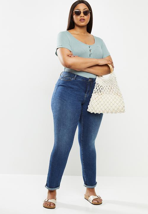 Lizzy - Plus caitie styled bodysuit - slate blue