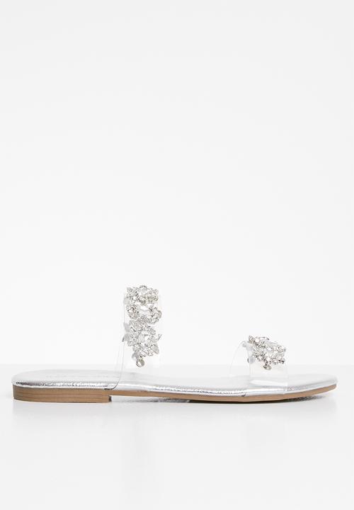 SISSY BOY - Gems set vinyl jewel sandal  - silver