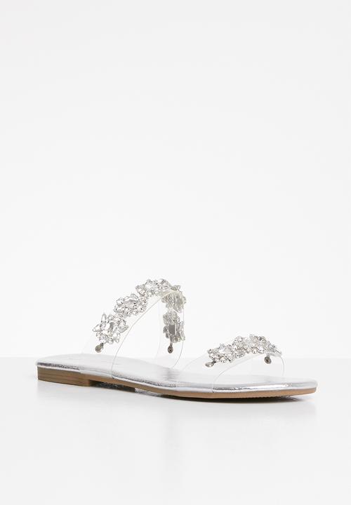 SISSY BOY - Gems set vinyl jewel sandal  - silver