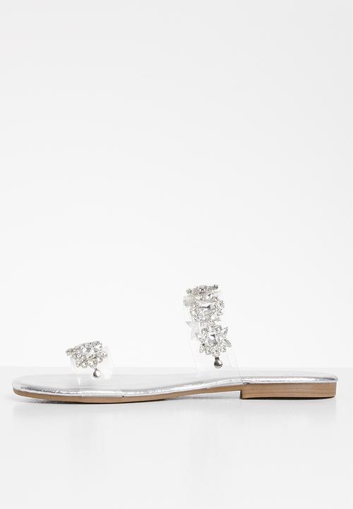 SISSY BOY - Gems set vinyl jewel sandal  - silver