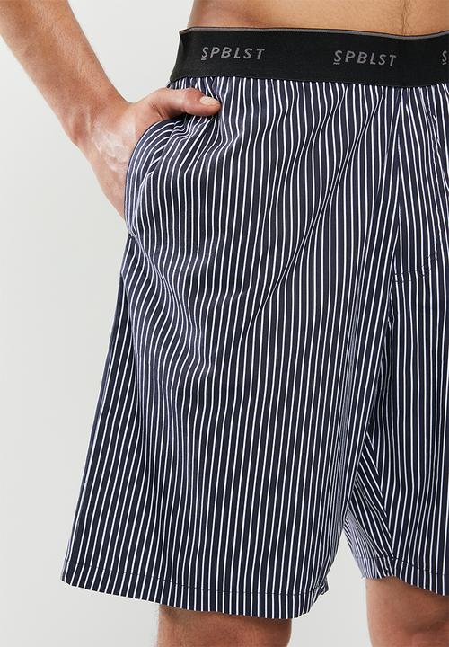 Superbalist - Scoop neck tee & woven shorts sleep set - white & navy