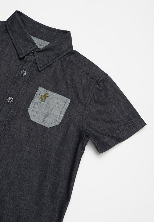 POLO - Boys riley numerical short sleeve shirt - medium wash