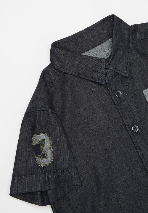 POLO - Boys riley numerical short sleeve shirt - medium wash