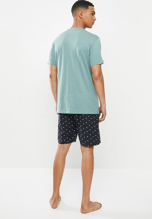 Superbalist - Scoop neck tee & woven shorts sleep set - multi