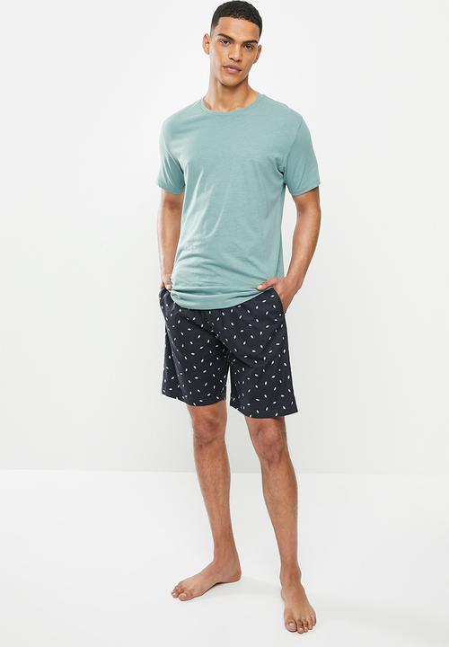 Superbalist - Scoop neck tee & woven shorts sleep set - multi