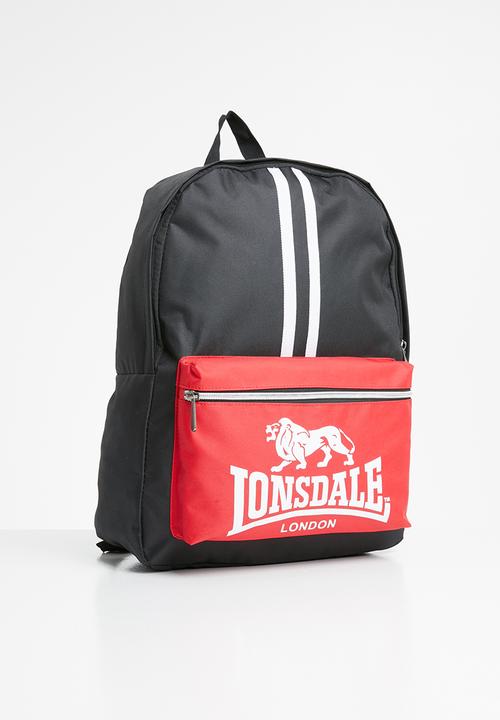 Lonsdale - Logo pocket backpack - black & red