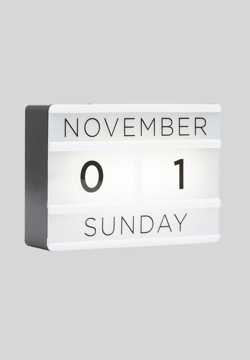 Typo - Calendar micro light box - black