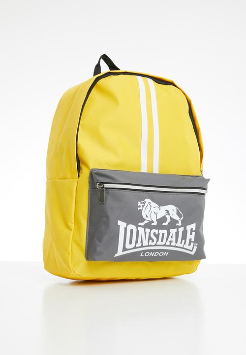 Lonsdale - Logo pocket backpack - yellow & grey 
