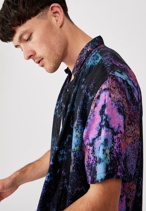 Cotton On - 91 short sleeve shirt - textured multi glitch
