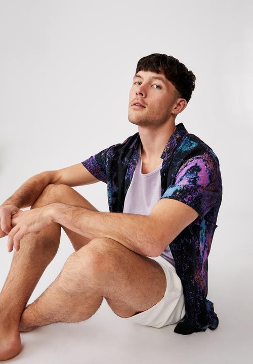 Cotton On - 91 short sleeve shirt - textured multi glitch