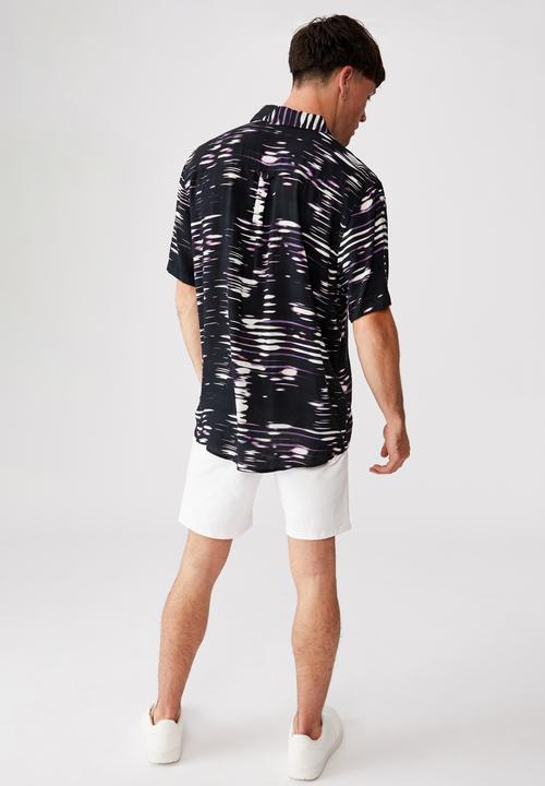 Cotton On - 91 short sleeve shirt - black multi glitch