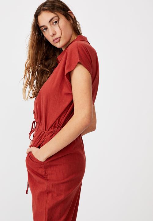 Cotton On - Woven Jasmine utility jumpsuit - red 