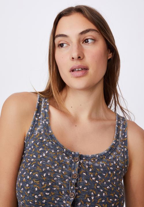 Cotton On - Waffle bed time tank - navy