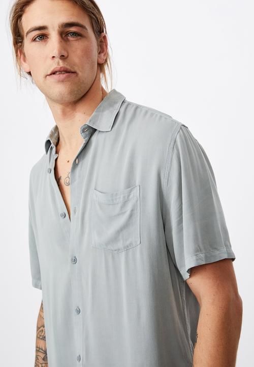 Cotton On - Cuban short sleeve shirt - blue haze
