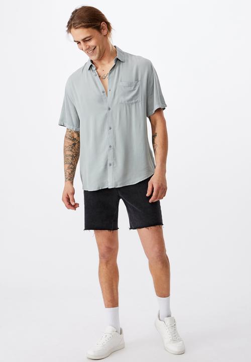 Cotton On - Cuban short sleeve shirt - blue haze