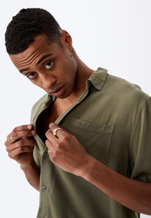 Cotton On - Cuban short sleeve shirt - washed khaki