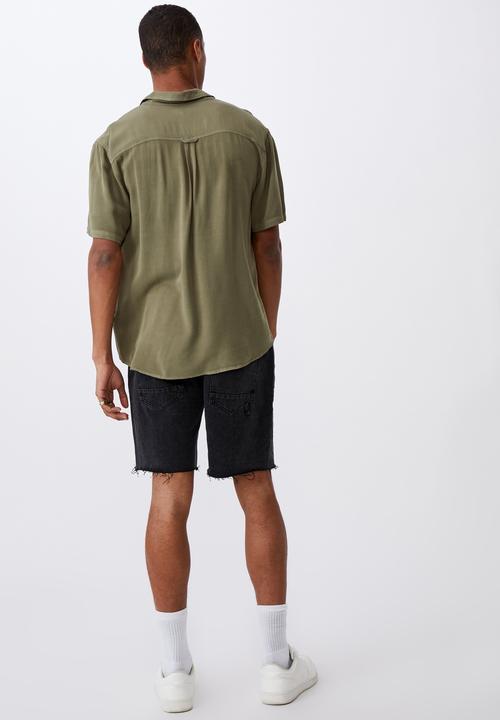 Cotton On - Cuban short sleeve shirt - washed khaki