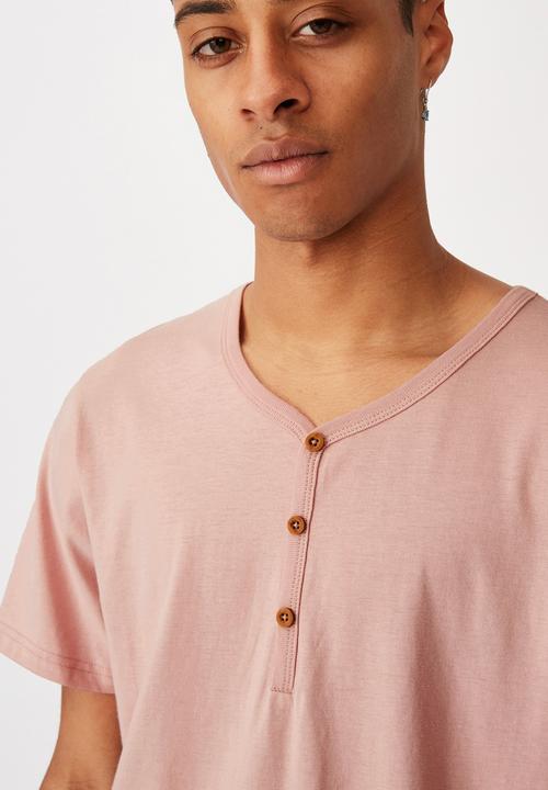 Cotton On - Essential henley T-shirt - dirty pink