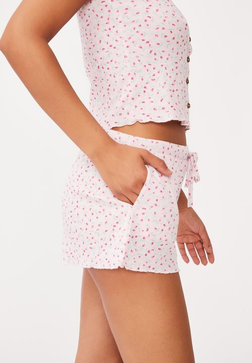 Cotton On - Waffle bed time short - peach