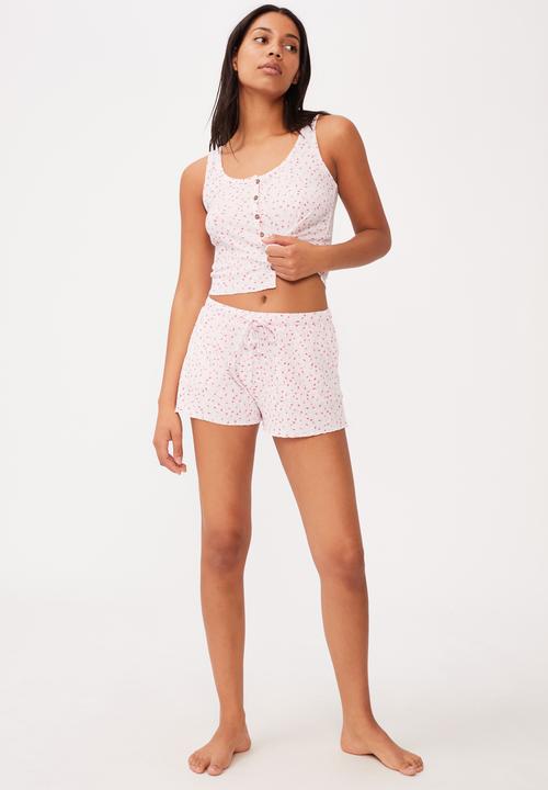 Cotton On - Waffle bed time short - peach