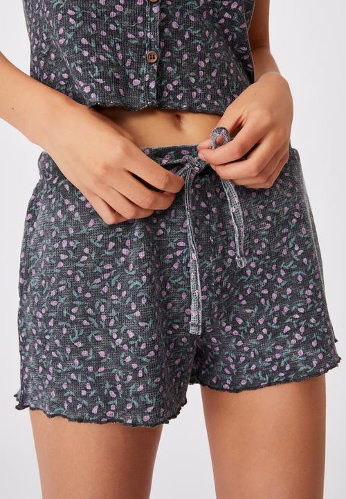 Cotton On - Waffle bed time short - charcoal 