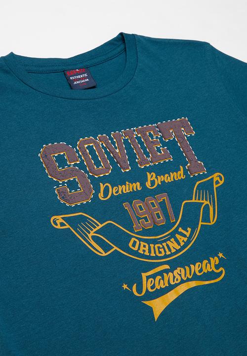 SOVIET - Boys short sleeve logo tee - dark teal