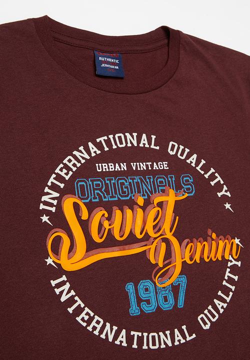 SOVIET - Boys short sleeve logo tee - burgundy