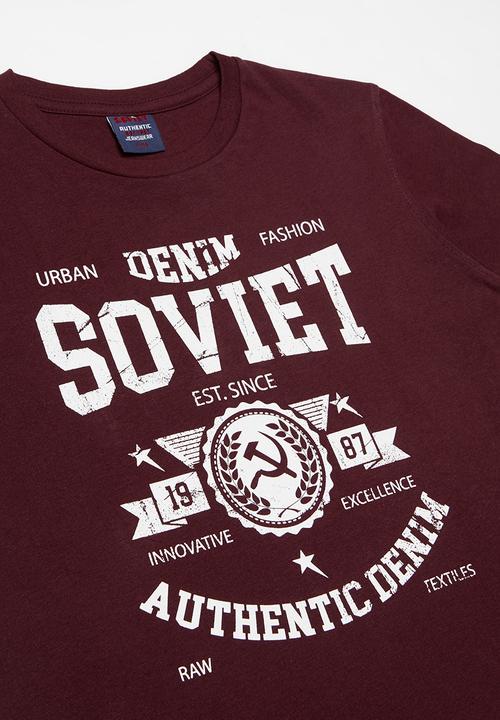SOVIET - Boys short sleeve  logo tee - burgundy