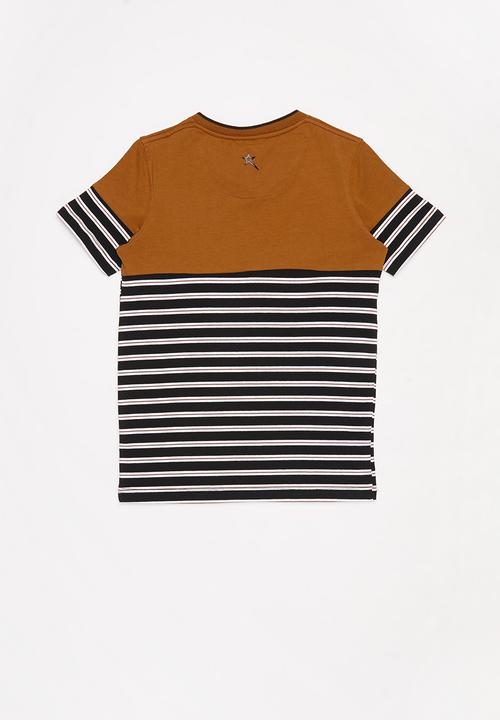 SOVIET - V-neck yarn dye stripe tee - multi 