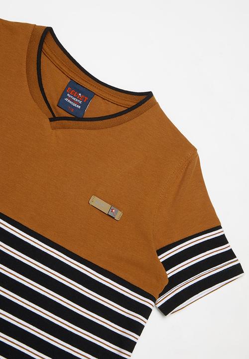 SOVIET - V-neck yarn dye stripe tee - multi 