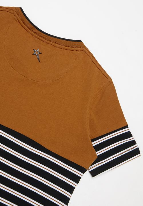 SOVIET - V-neck yarn dye stripe tee - multi 