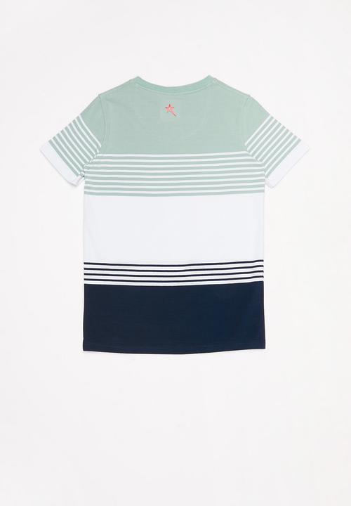 SOVIET - V-neck yarn dye stripe tee - multi 