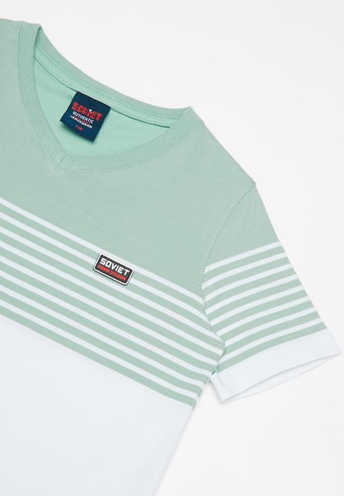 SOVIET - V-neck yarn dye stripe tee - multi 