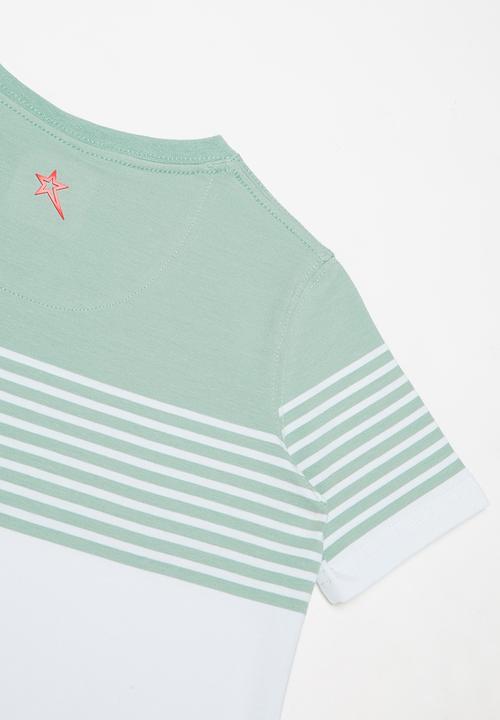 SOVIET - V-neck yarn dye stripe tee - multi 