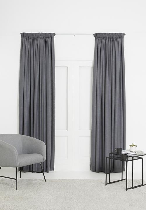 Sixth Floor - Slub lined taped curtain - charcoal